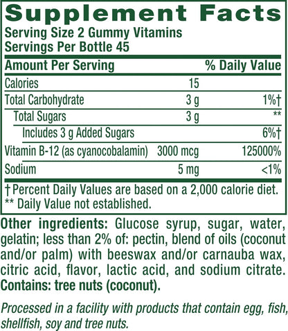 Vitamin B12 gummy supplement for adults