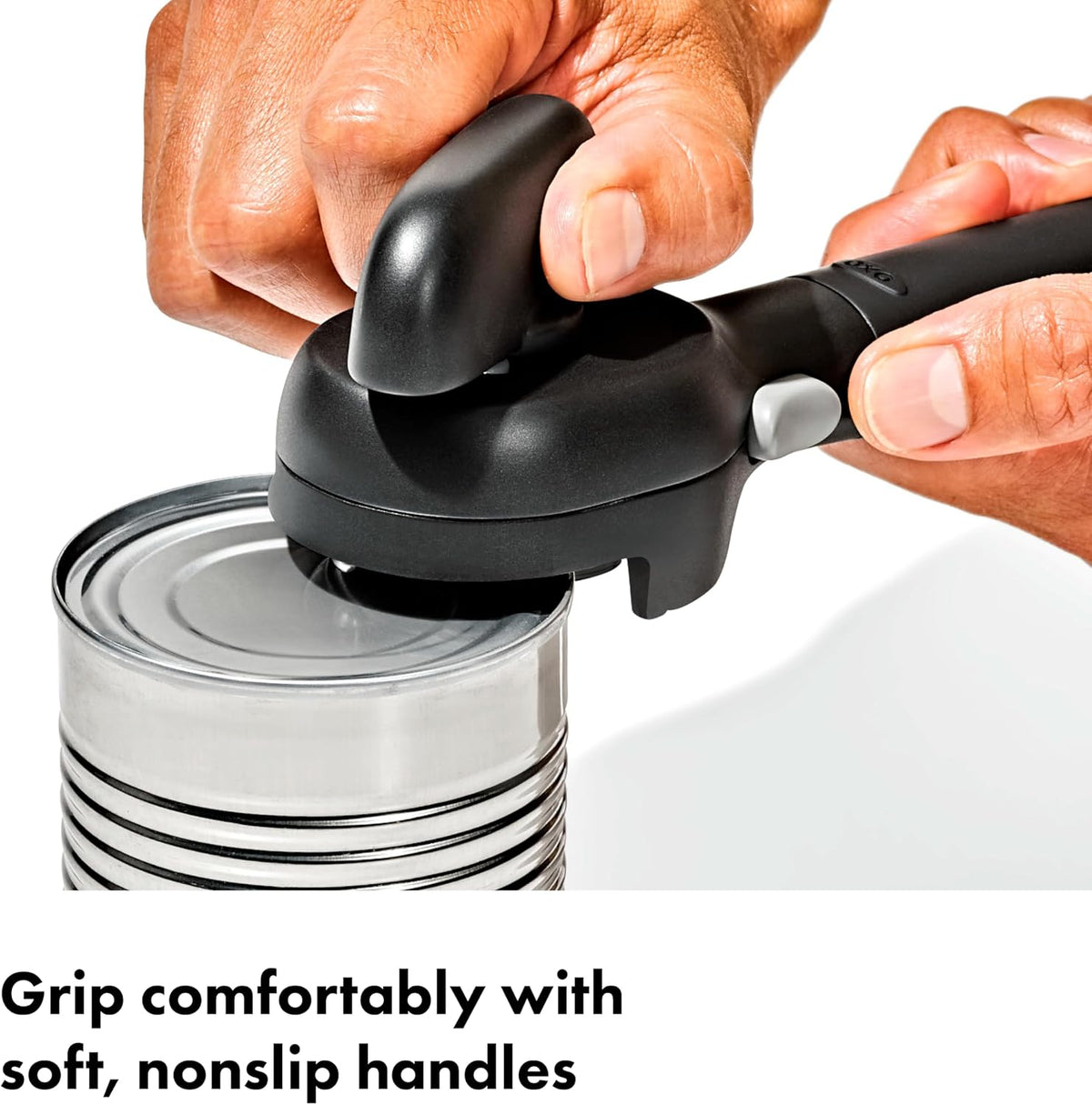 OXO can opener stainless steel cutting wheel detail
