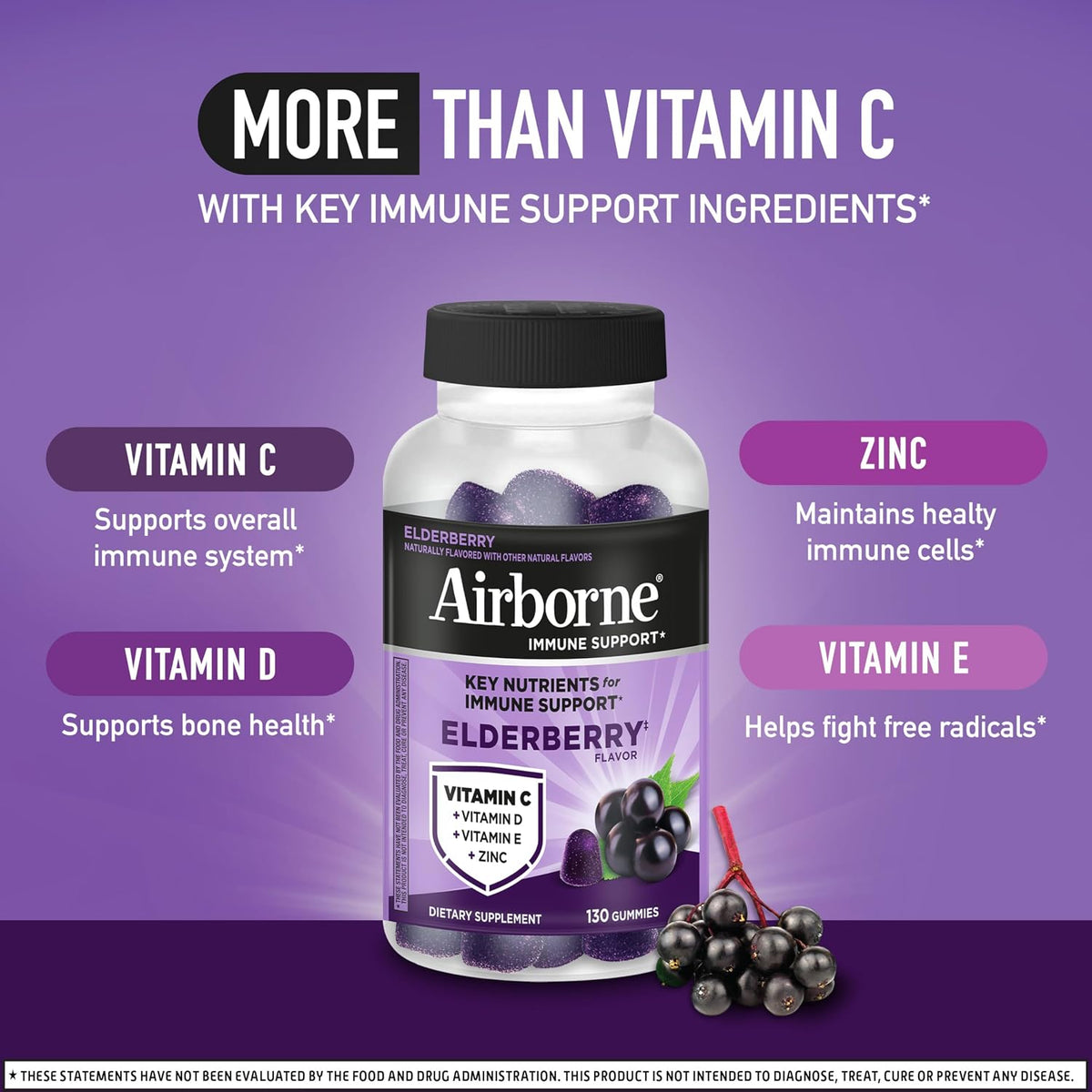 Elderberry flavored Airborne gummies for daily wellness