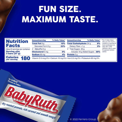 Individually wrapped Baby Ruth fun size bars