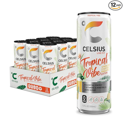 CELSIUS Sparkling Tropical Vibe 12 pack energy drink