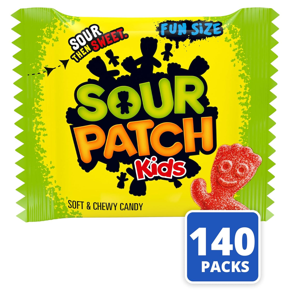 Individual Sour Patch Kids snack packs for sharing