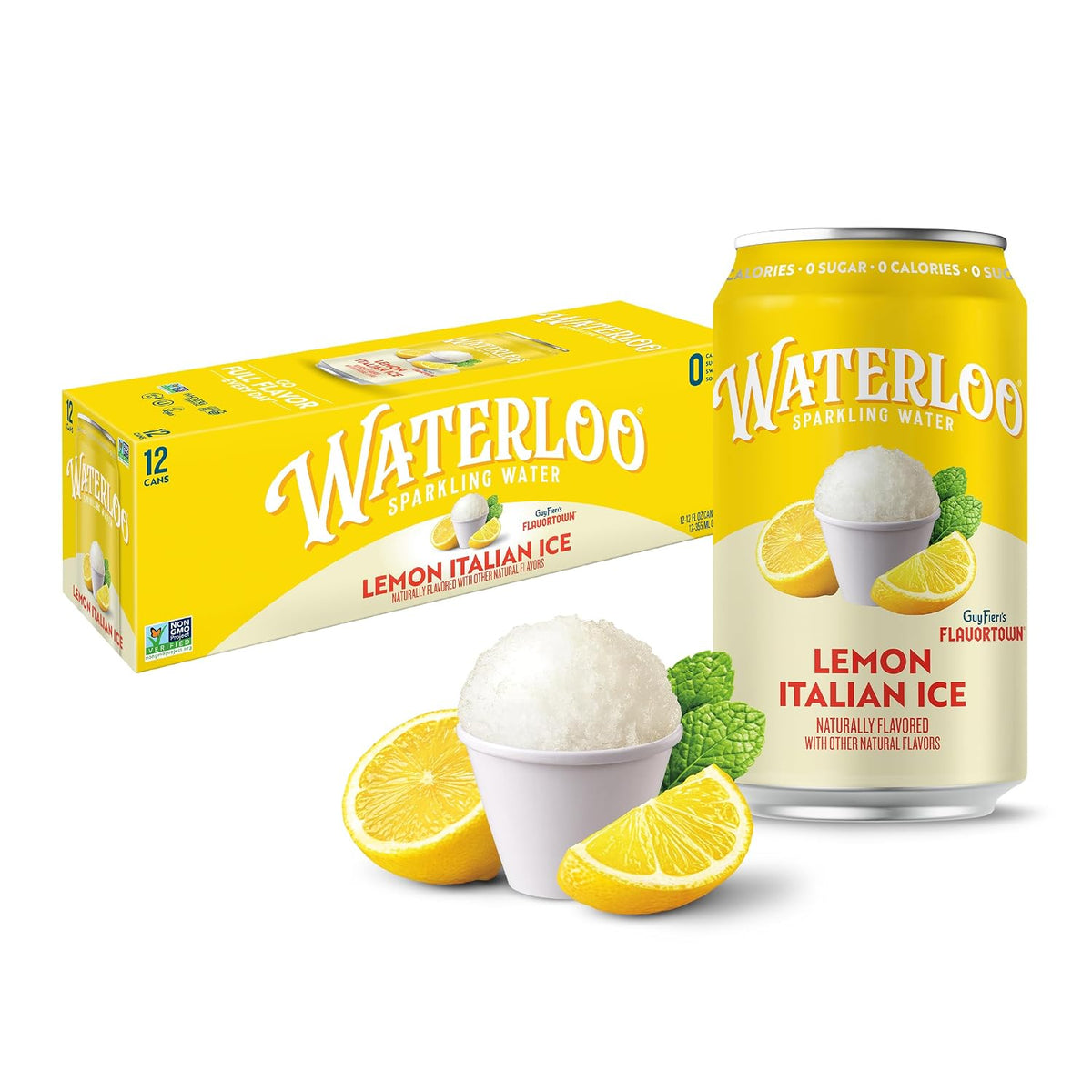 Waterloo Sparkling Water Lemon Italian Ice can packaging