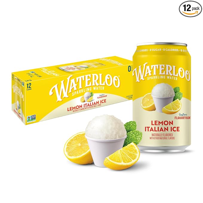 Waterloo Lemon Italian Ice sparkling water 12 pack cans