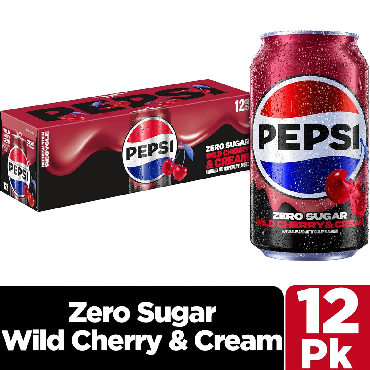 Pepsi Zero Sugar cherry cream soft drink pack