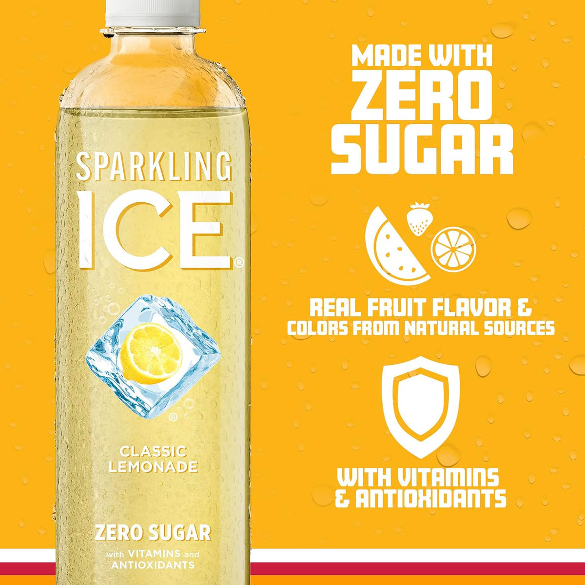 Pack of 12 Sparkling Ice 17 oz lemonade bottles