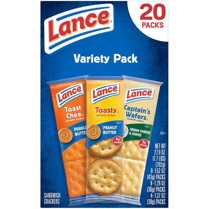 Lance grab-and-go sandwich cracker snack packs variety box