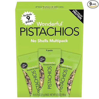 Wonderful Pistachios No Shells roasted salted snack packs