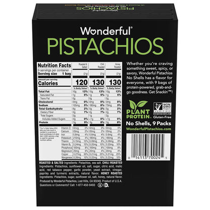 Chili roasted and honey roasted pistachio variety bags