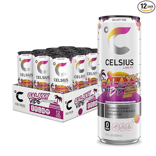 CELSIUS Galaxy Vibe strawberry watermelon energy drink 12-pack