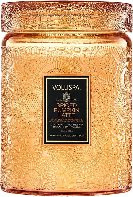 Voluspa Spiced Pumpkin Latte 18 oz scented candle jar