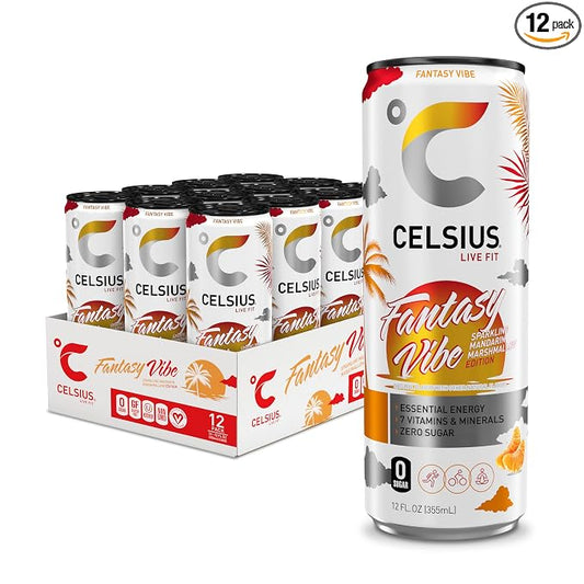 CELSIUS Fantasy Vibe mandarin marshmallow energy drink 12 pack