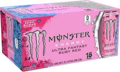 Monster Ultra Fantasy Ruby Red can with Pinky Taylor artwork