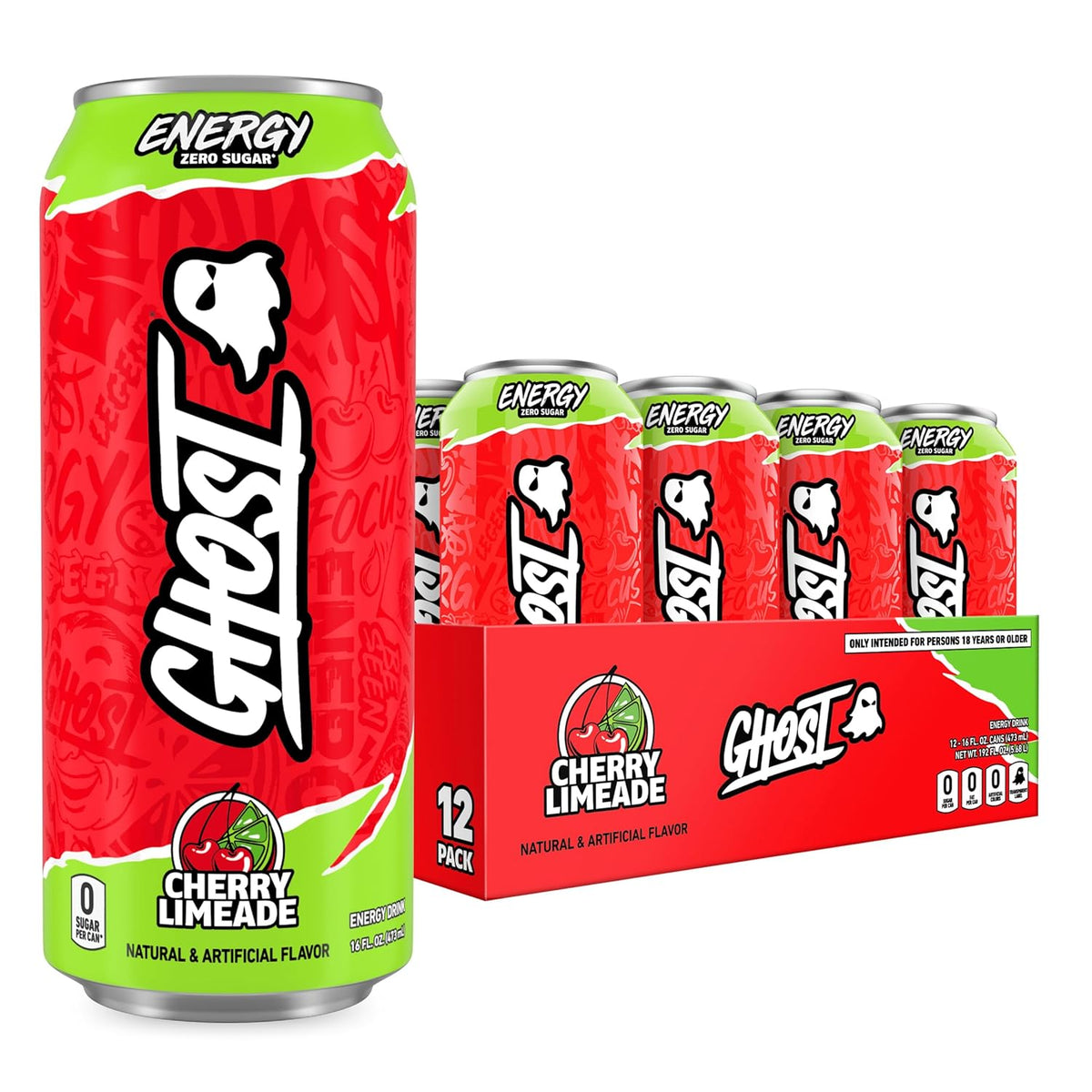 GHOST Energy Drink Cherry Limeade 16oz cans