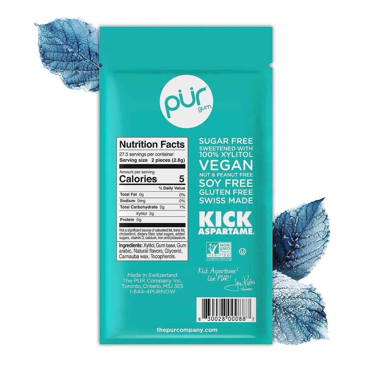 Sugar-free wintergreen gum pieces