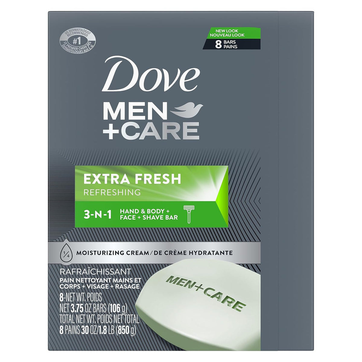 3 in 1 men's cleanser bar for body face shaving