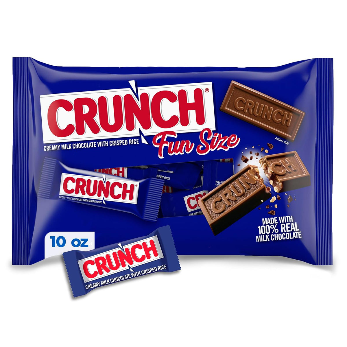 Individually wrapped CRUNCH chocolate candy bars