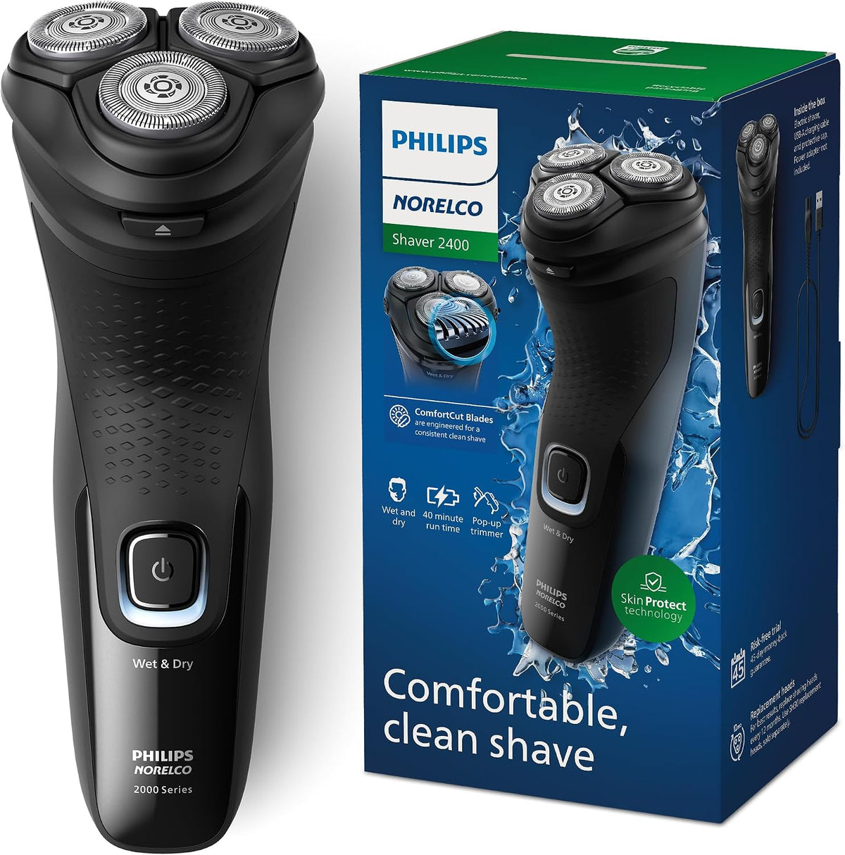 Norelco rotary electric shaver with ComfortCut blades