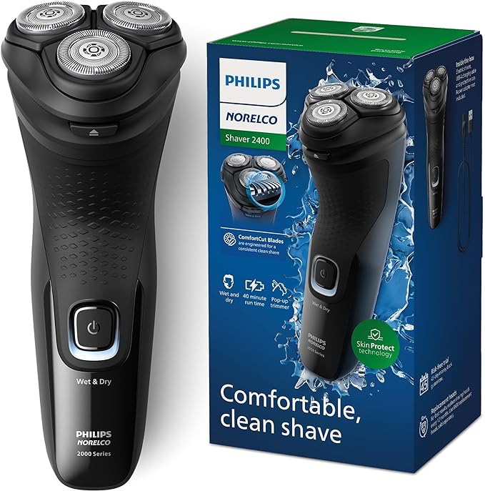 Philips Norelco 2400 Series electric shaver in deep black