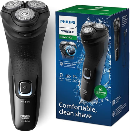 Philips Norelco 2400 Series electric shaver in deep black