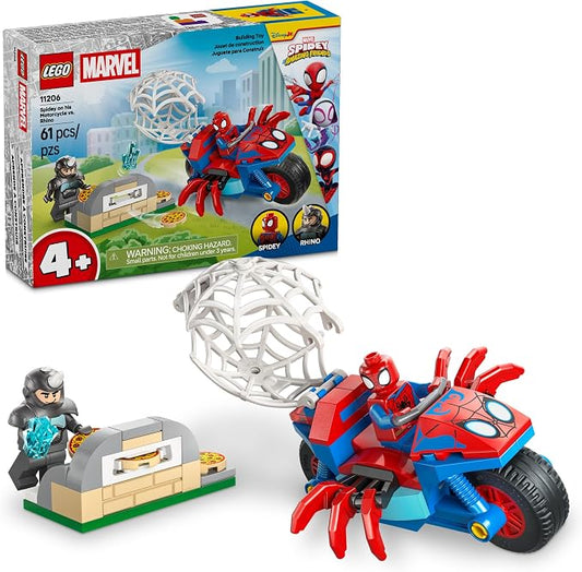 LEGO Marvel Spidey motorcycle vs Rhino building toy set
