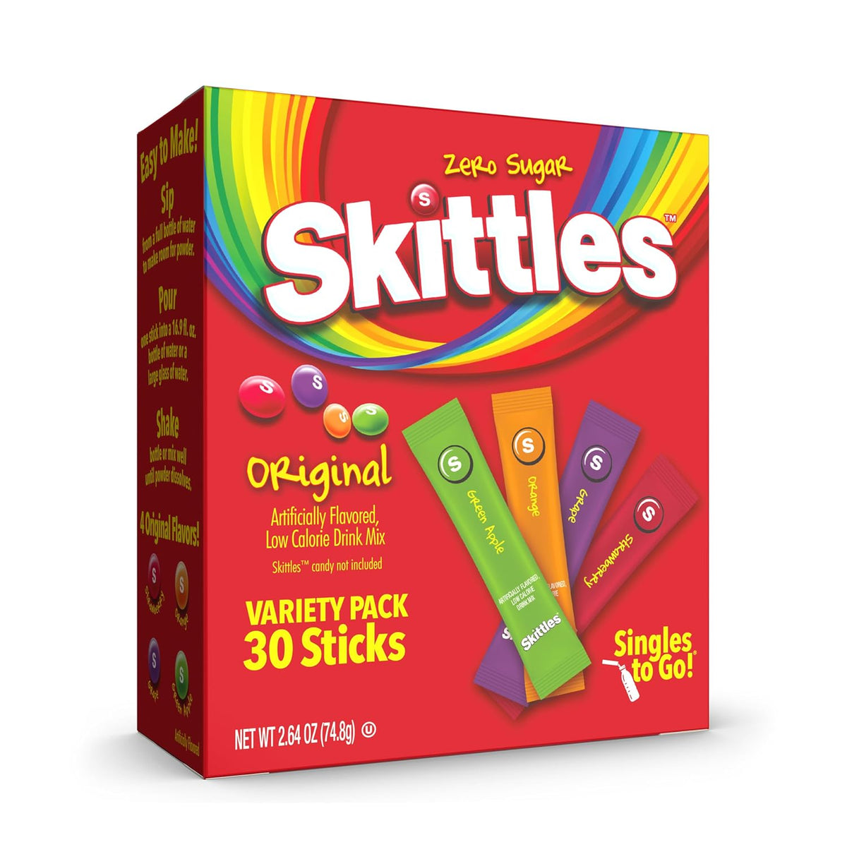 Skittles drink mix 30 packet variety pack box