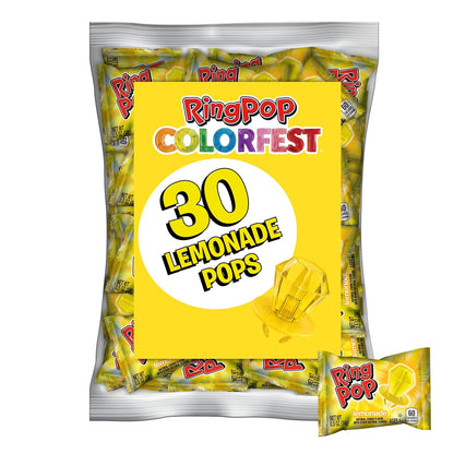 Individually wrapped yellow wearable candy rings