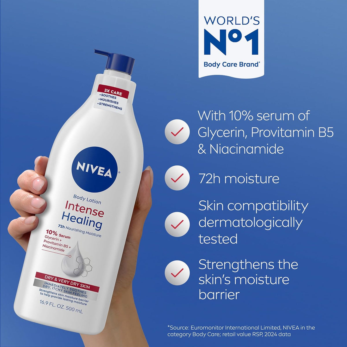 NIVEA lotion with Glycerin Provitamin B5 and Niacinamide