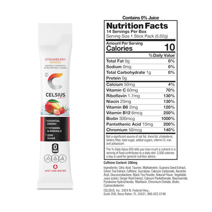 Strawberry mango CELSIUS powder stick energy drink mix