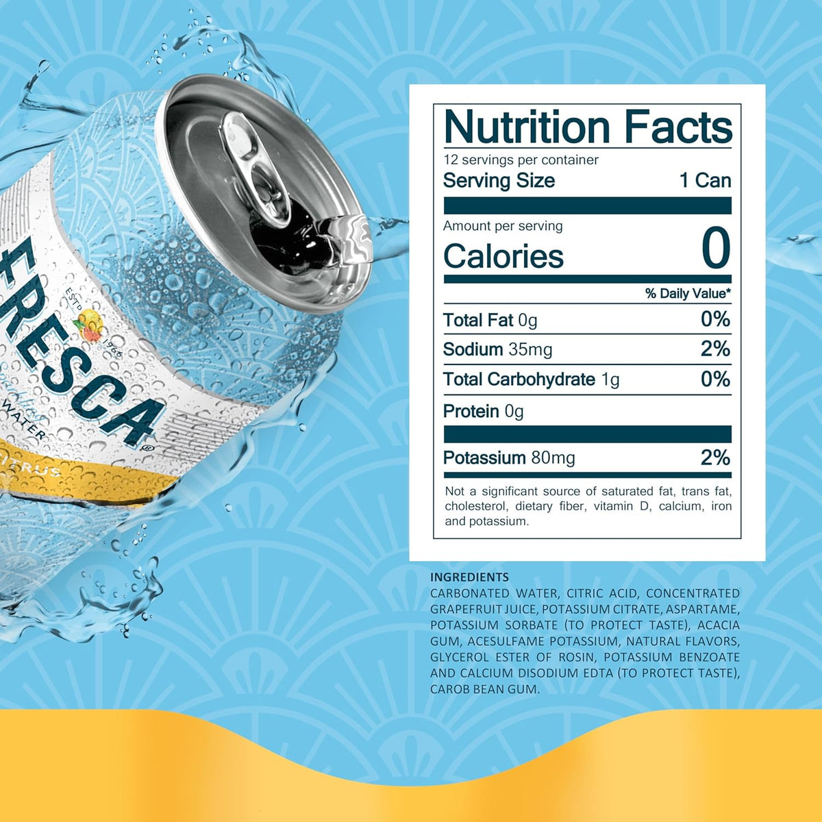 Caffeine free zero sugar Fresca soft drink