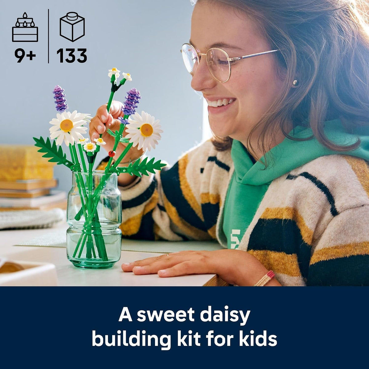 LEGO flower bouquet building set for kids ages 9 and up