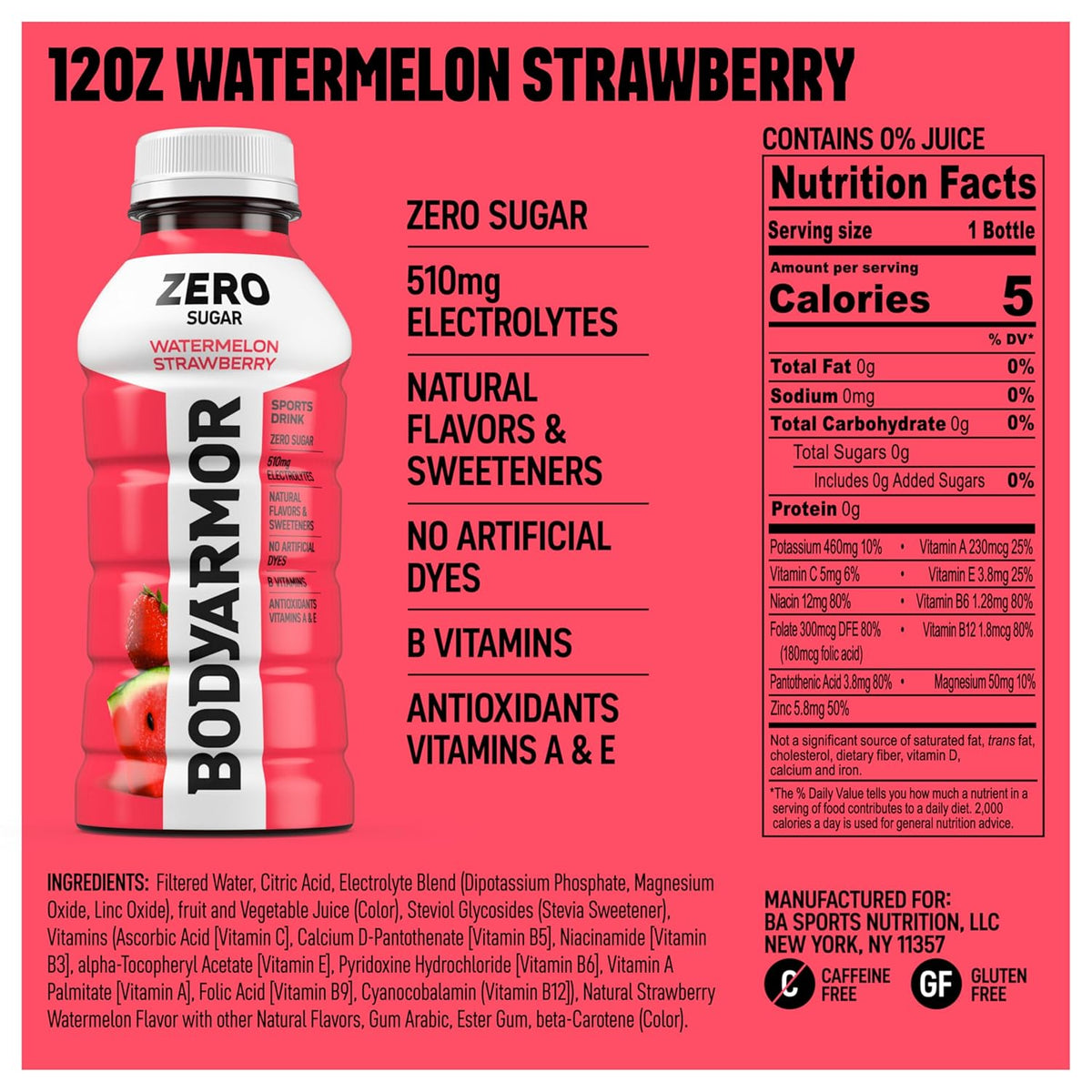 Zero sugar watermelon strawberry sports drink