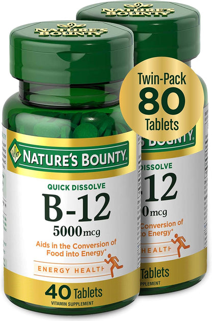 Nature's Bounty B12 cherry flavor tablets packaging