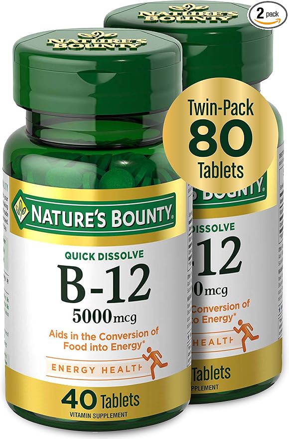 Nature's Bounty Vitamin B12 quick dissolve supplement bottle