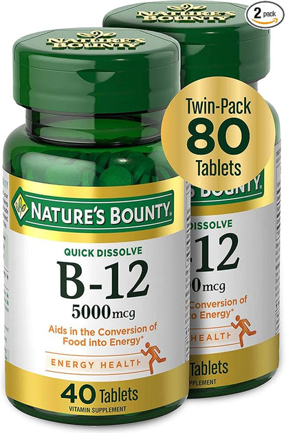 Nature's Bounty Vitamin B12 quick dissolve supplement bottle