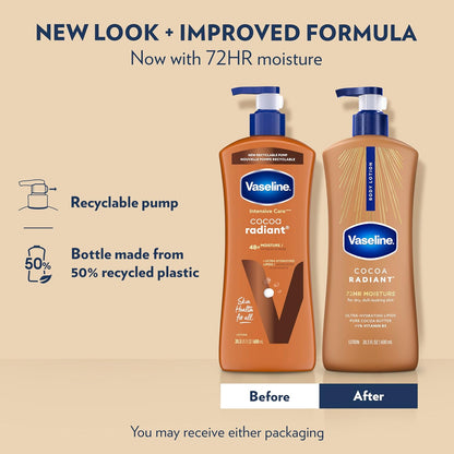 Vaseline Cocoa Radiant lotion pump bottle close-up