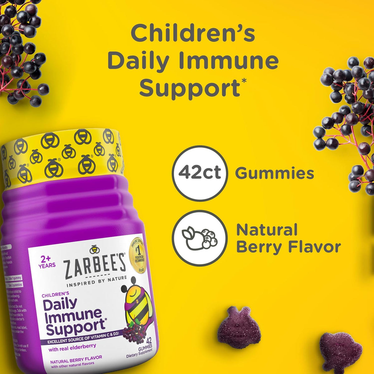 Children's immune support gummies with elderberry