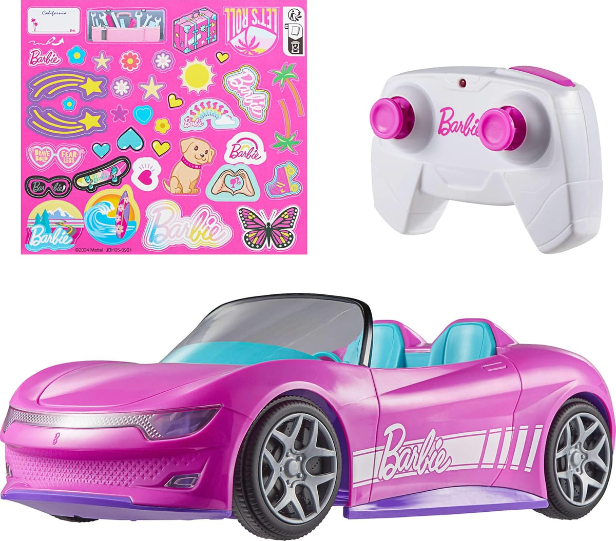 Pink RC Barbie car with two-seat design