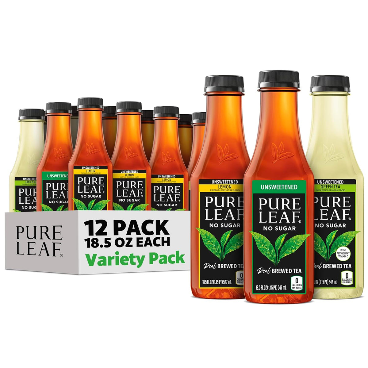 Pure Leaf iced tea variety with Black Tea, Green Tea, and Lemon
