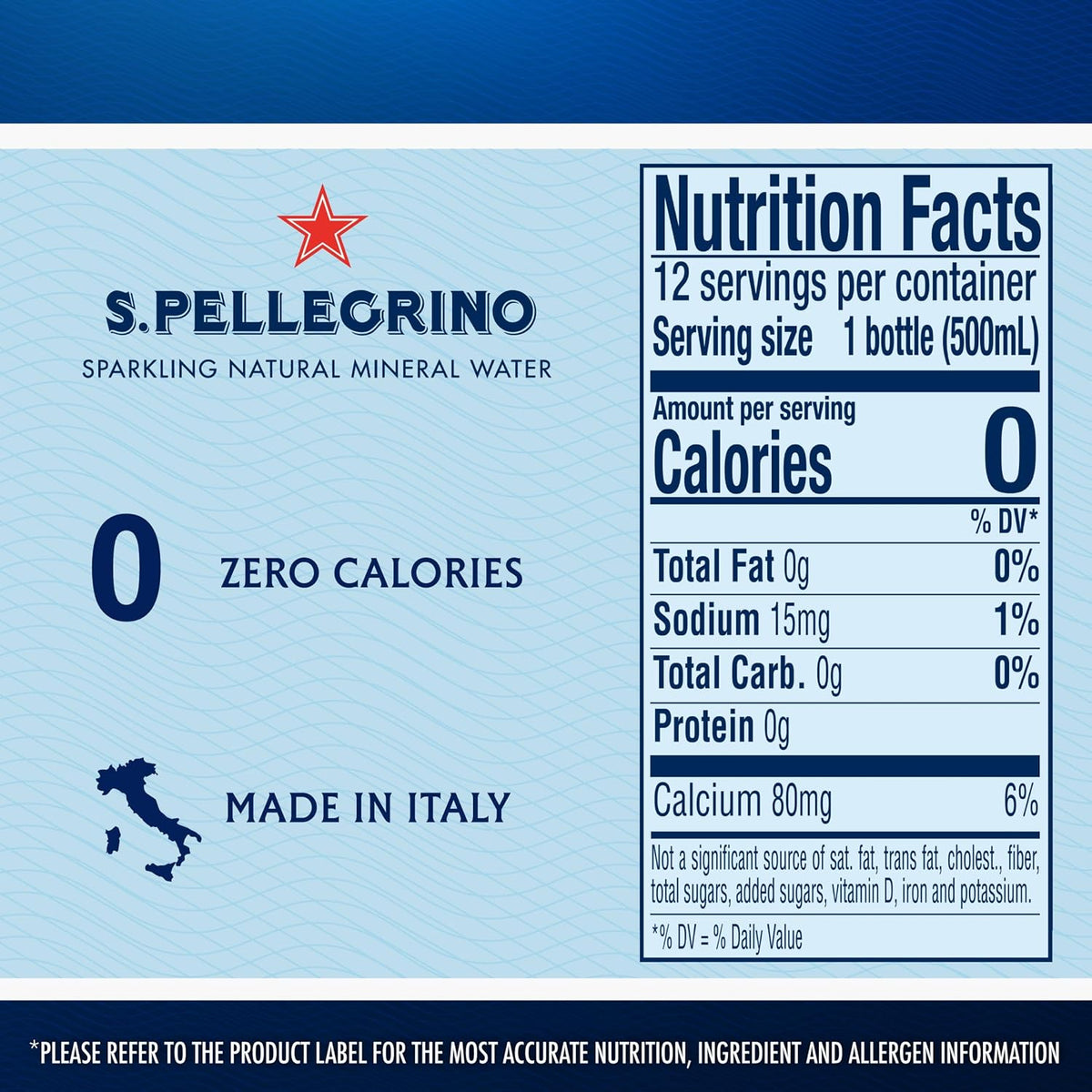 S.Pellegrino carbonated mineral water bottles