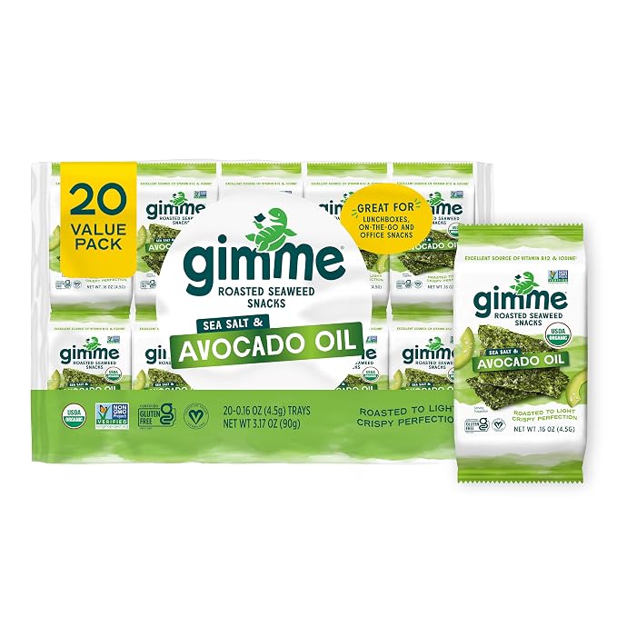 gimMe organic avocado seaweed snack 20 count
