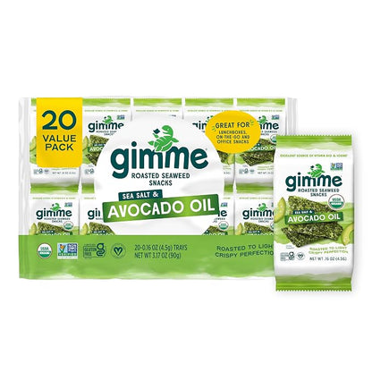 gimMe organic avocado seaweed snack 20 count