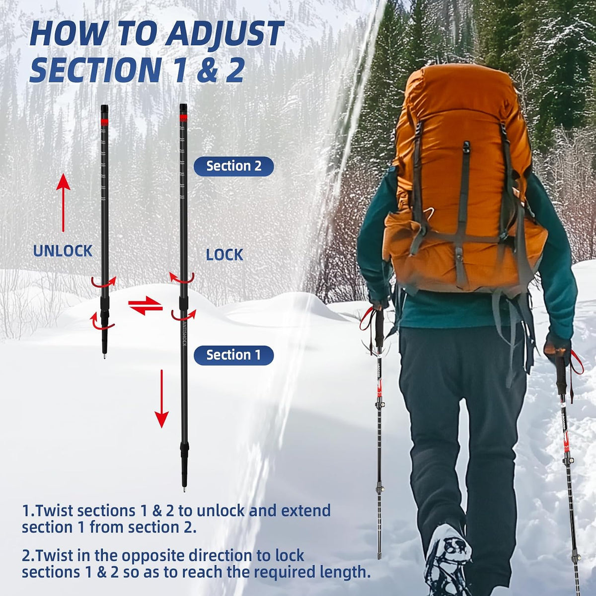 Croosseoutdoors hiking poles with adjustable design