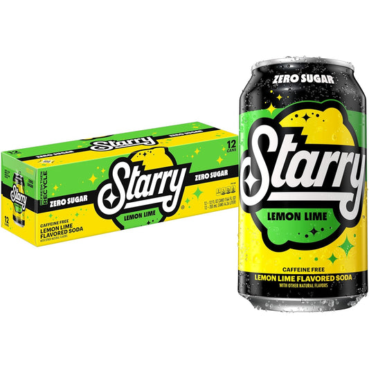 Starry caffeine-free lemon lime soda cans