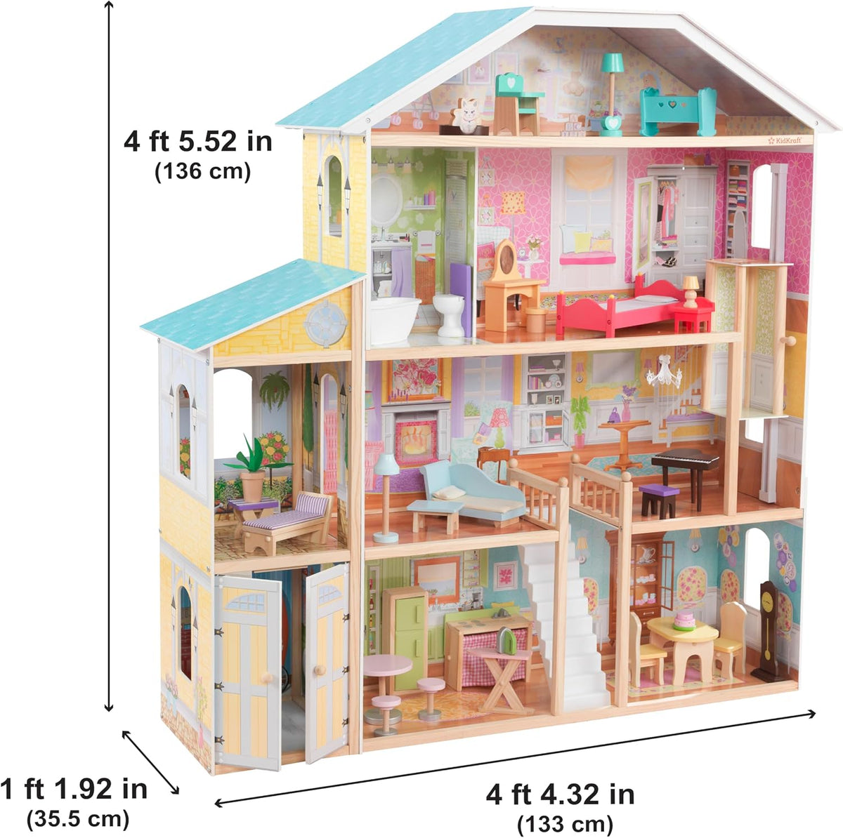 KidKraft Majestic Mansion dollhouse with 34 furniture pieces