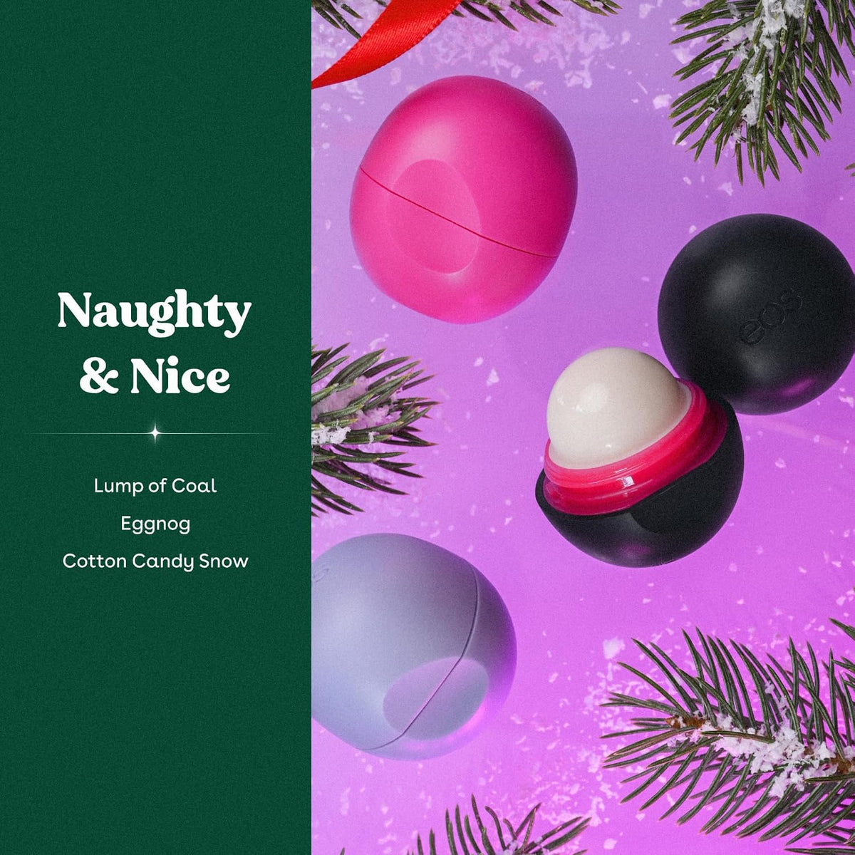 eos Naughty or Nice lip balms with shea butter
