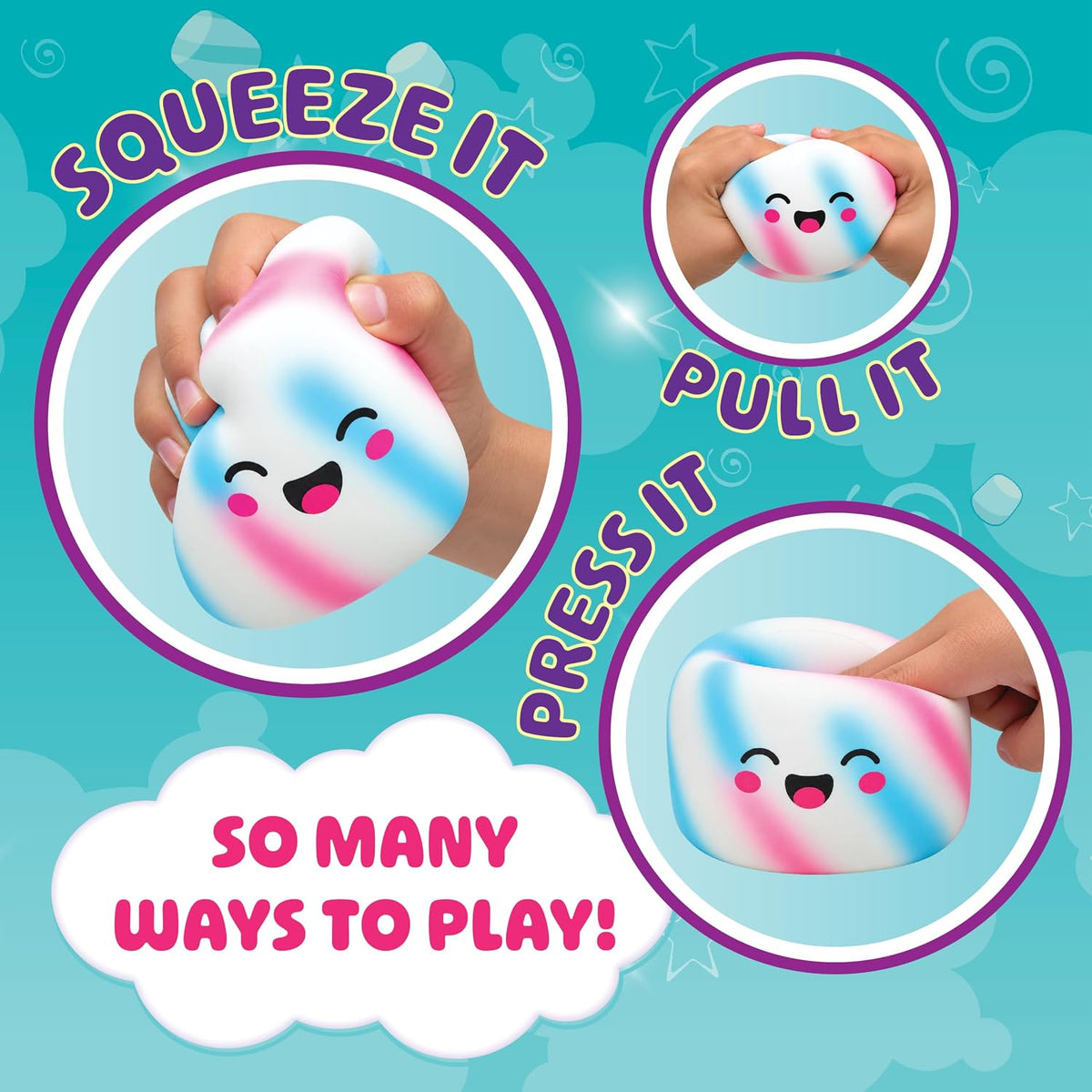 Collectible marshmallow squishy toy trio