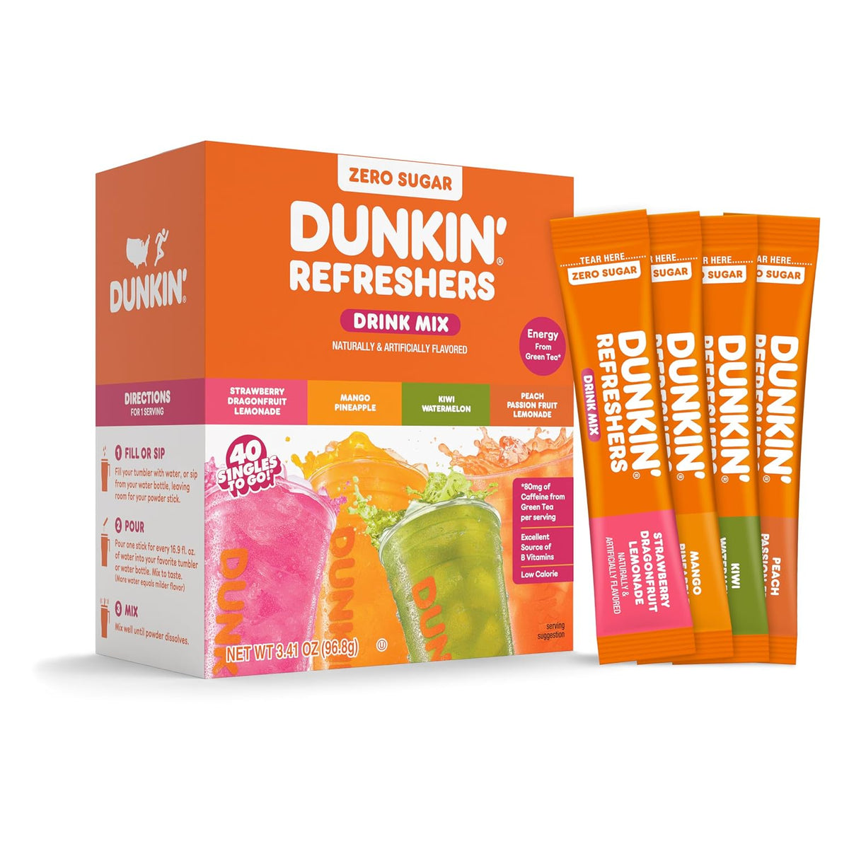 Dunkin Refreshers powdered drink mix 40 count package
