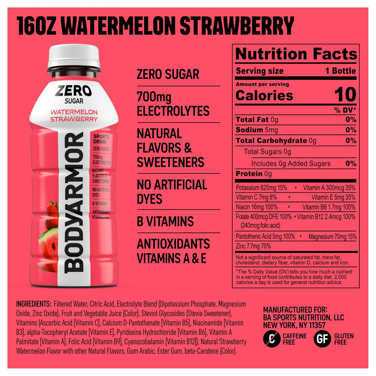 BODYARMOR ZERO Sugar electrolyte drink in a 12-pack
