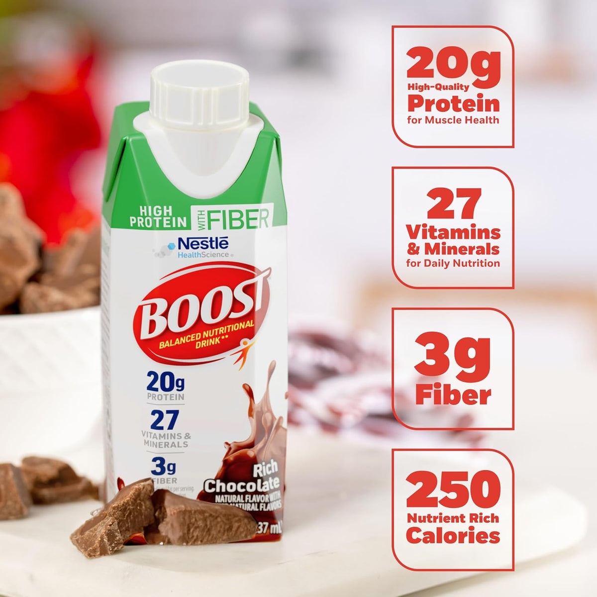 BOOST 24 pack chocolate protein nutritional shakes